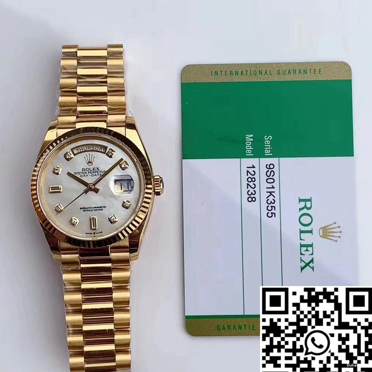 Factory Diamond M128238 White Day-Date Time EW Dial Rolex Scale 0331